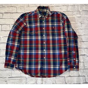 Ralph Lauren Shirt Mens‎ Large Madras Plaid Long Sleeve Button Down EUC